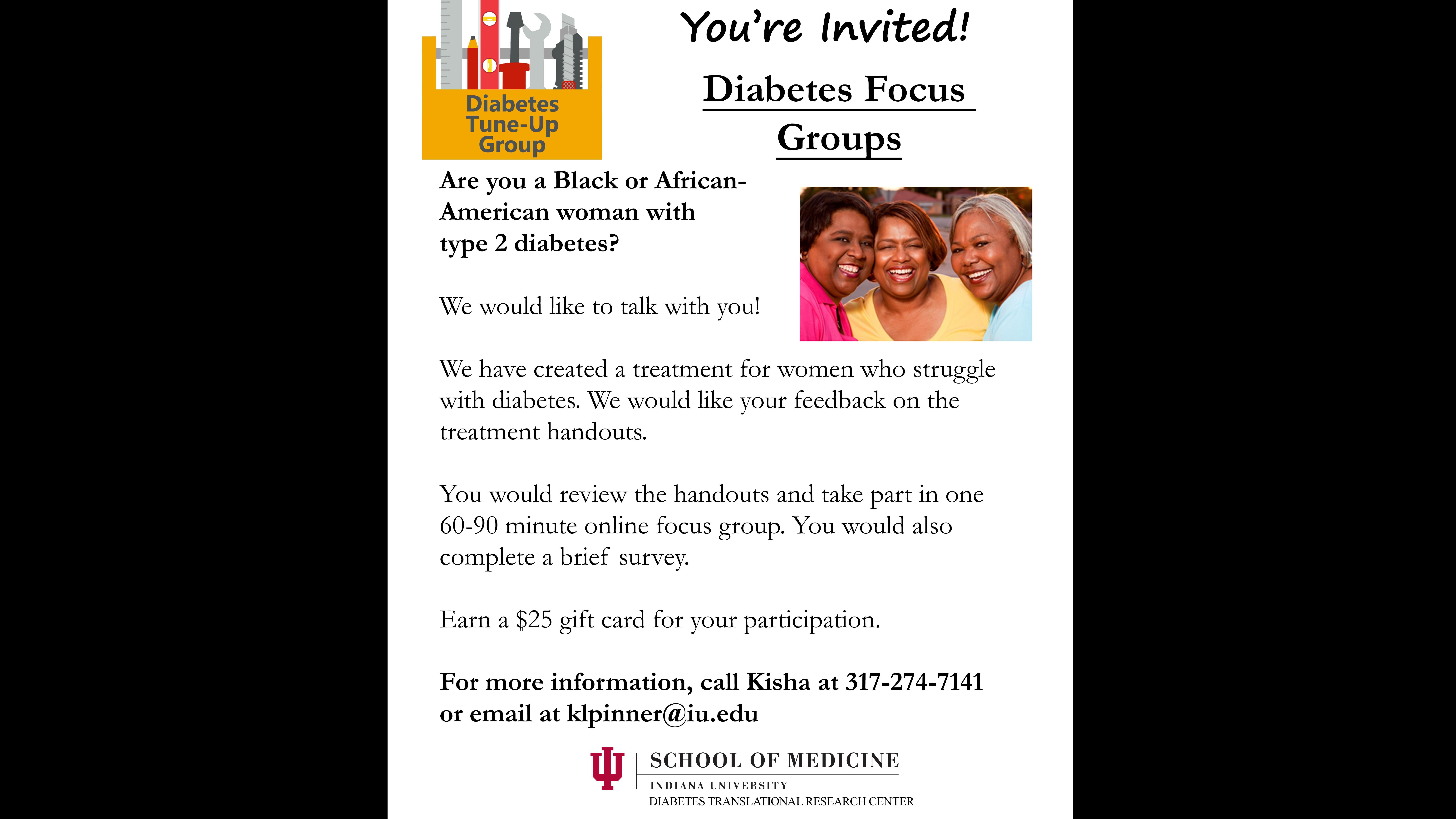 African American Women Needed for Diabetes Focus Groups!
