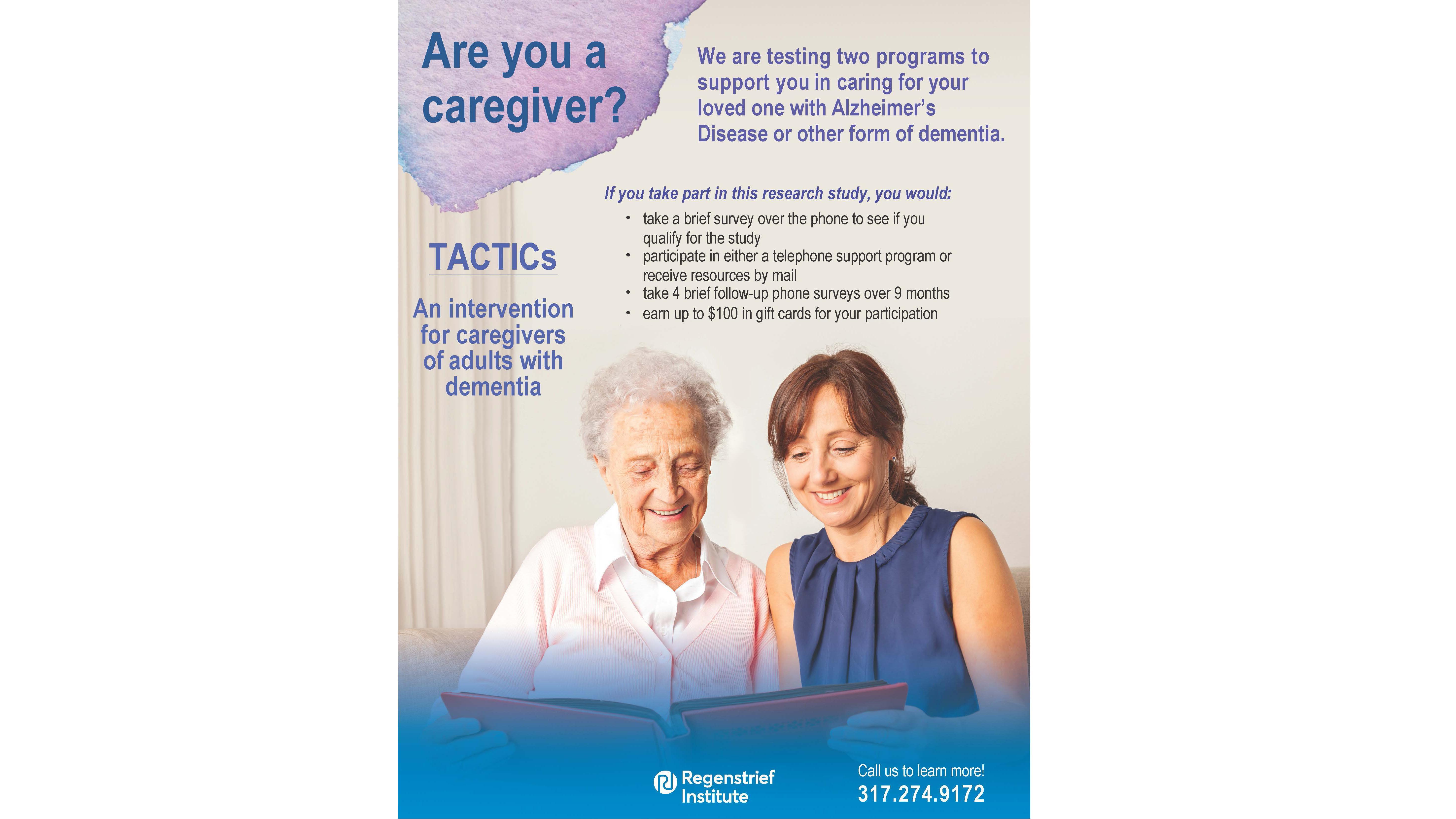 ARE YOU THE CAREGIVER OF A LOVED ONE WITH ALZHEIMER'S OR DEMENTIA? Join Our Study!