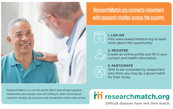  The Most Important Factor in Research is YOU!  Join ResearchMatch.org 